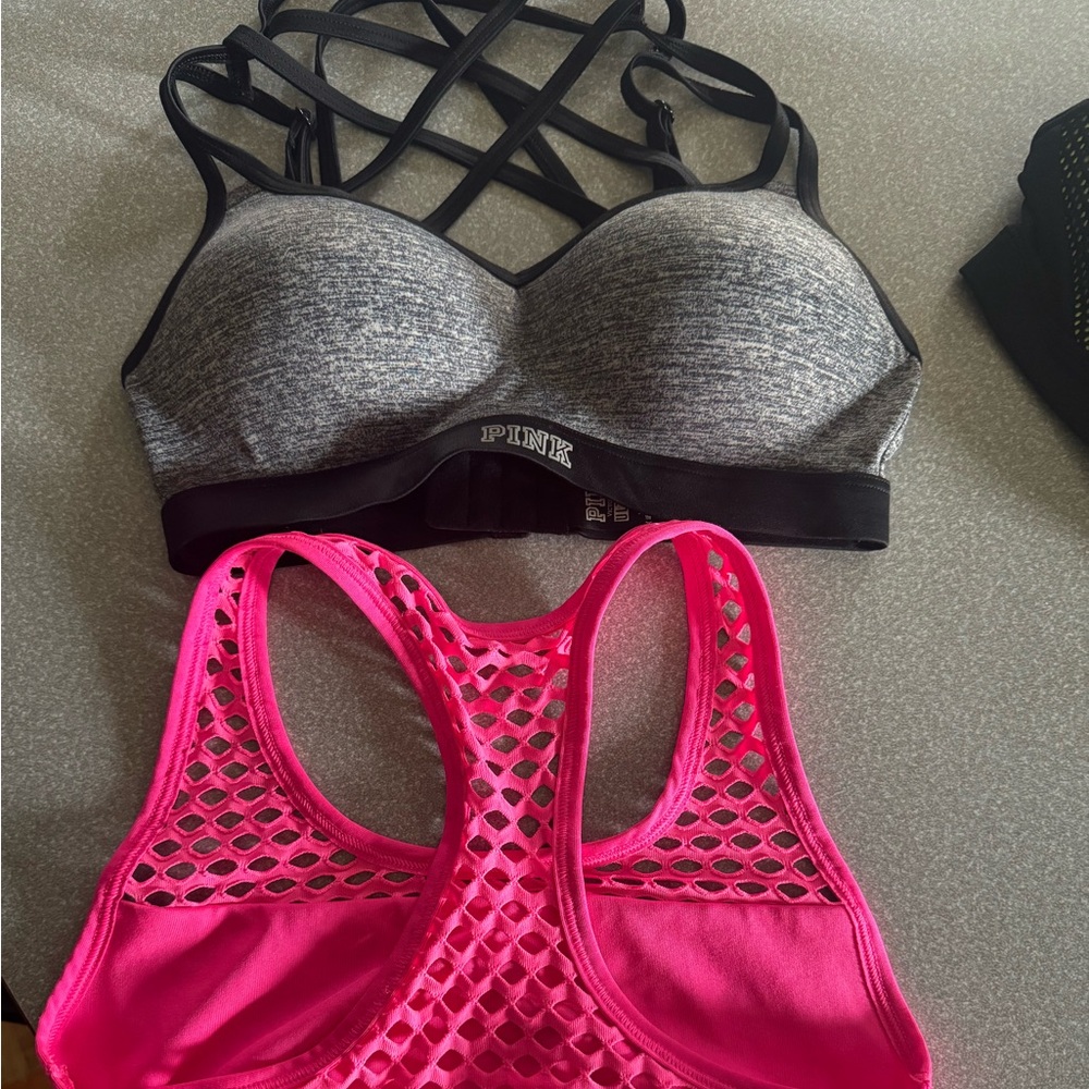 Pink and Gray Sports Bras